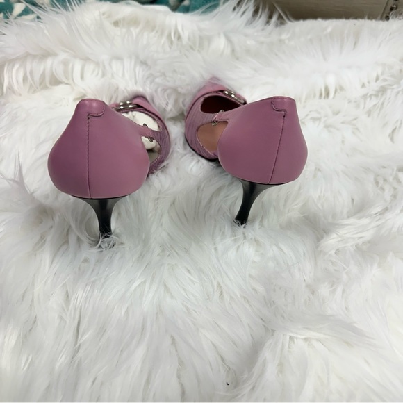 VTG Vis a Vie Pump Heels Magenta & Pink Snakeskin Looking with Buckles - Picture 6 of 9